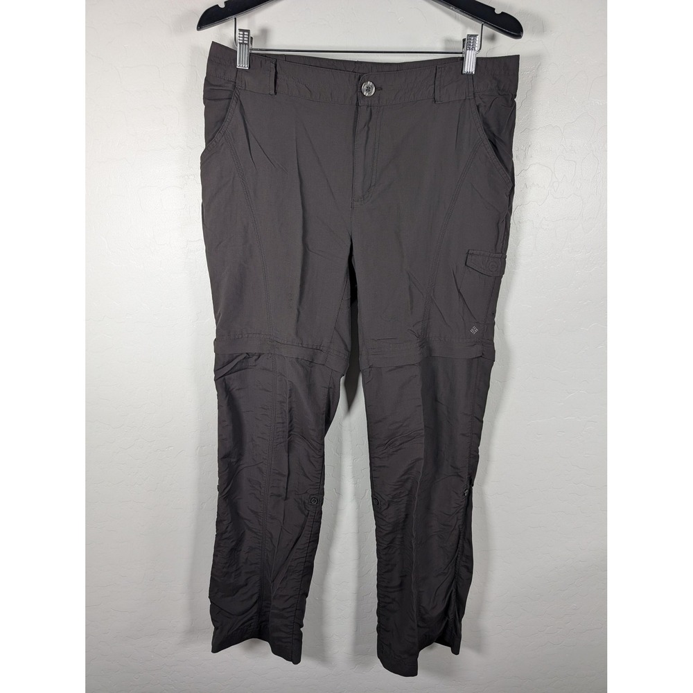 Columbia Pants Womens 12 Gray Omni-Shade Convertible Hiking Zip‎ Off Cargo Trail